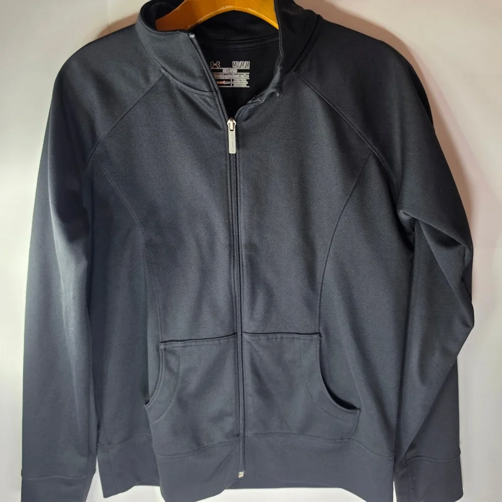 Under Armour Womens Black AllSeasonGear Full Zip Track Jacket Semi Fitted MD M